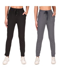 Regular fit Cotton Track Pants for Women's (Pack of 2)